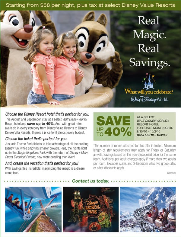 Save on Select Disney World Resort Hotels