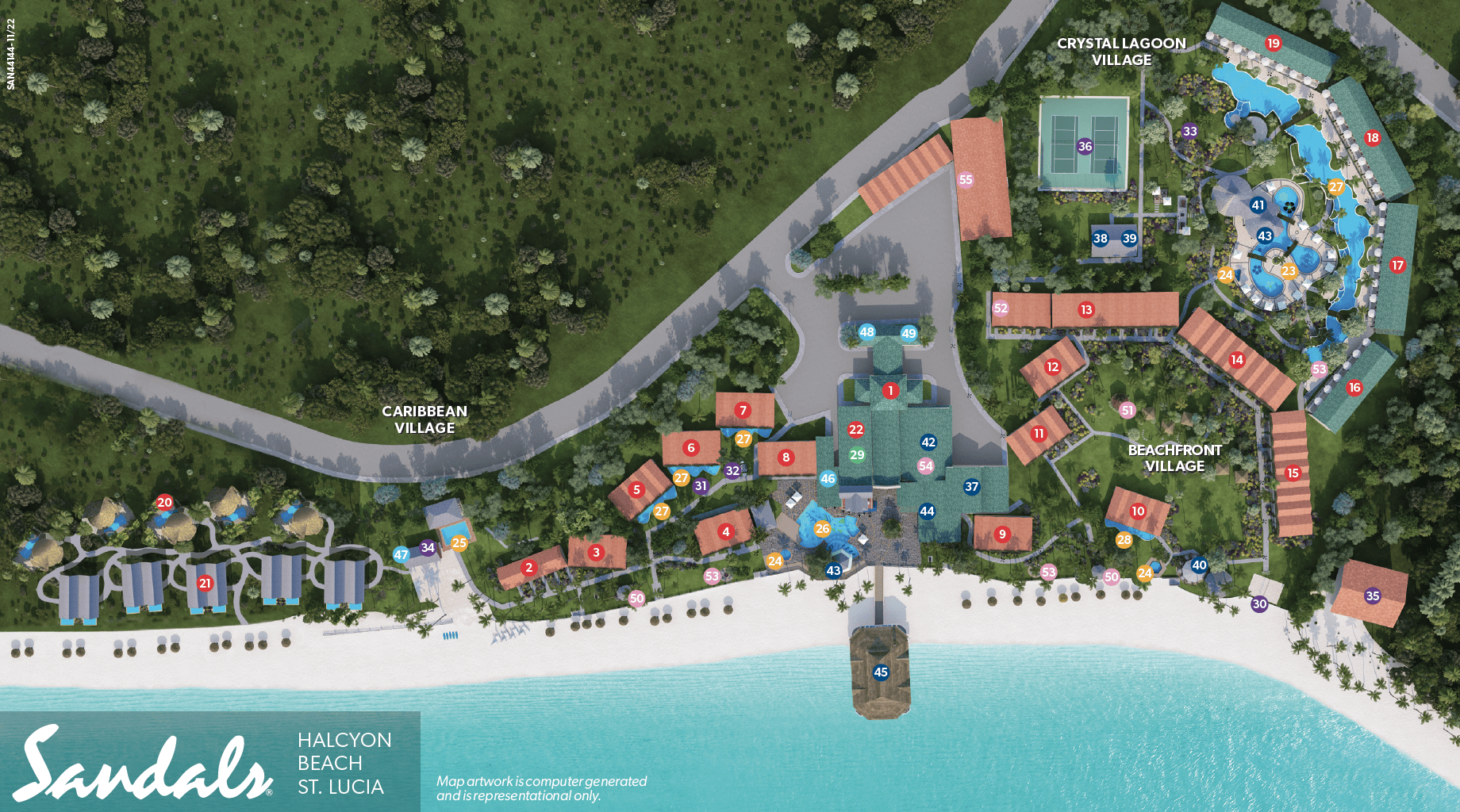 Sandals Resort Map Halcyon Beach St. Lucia