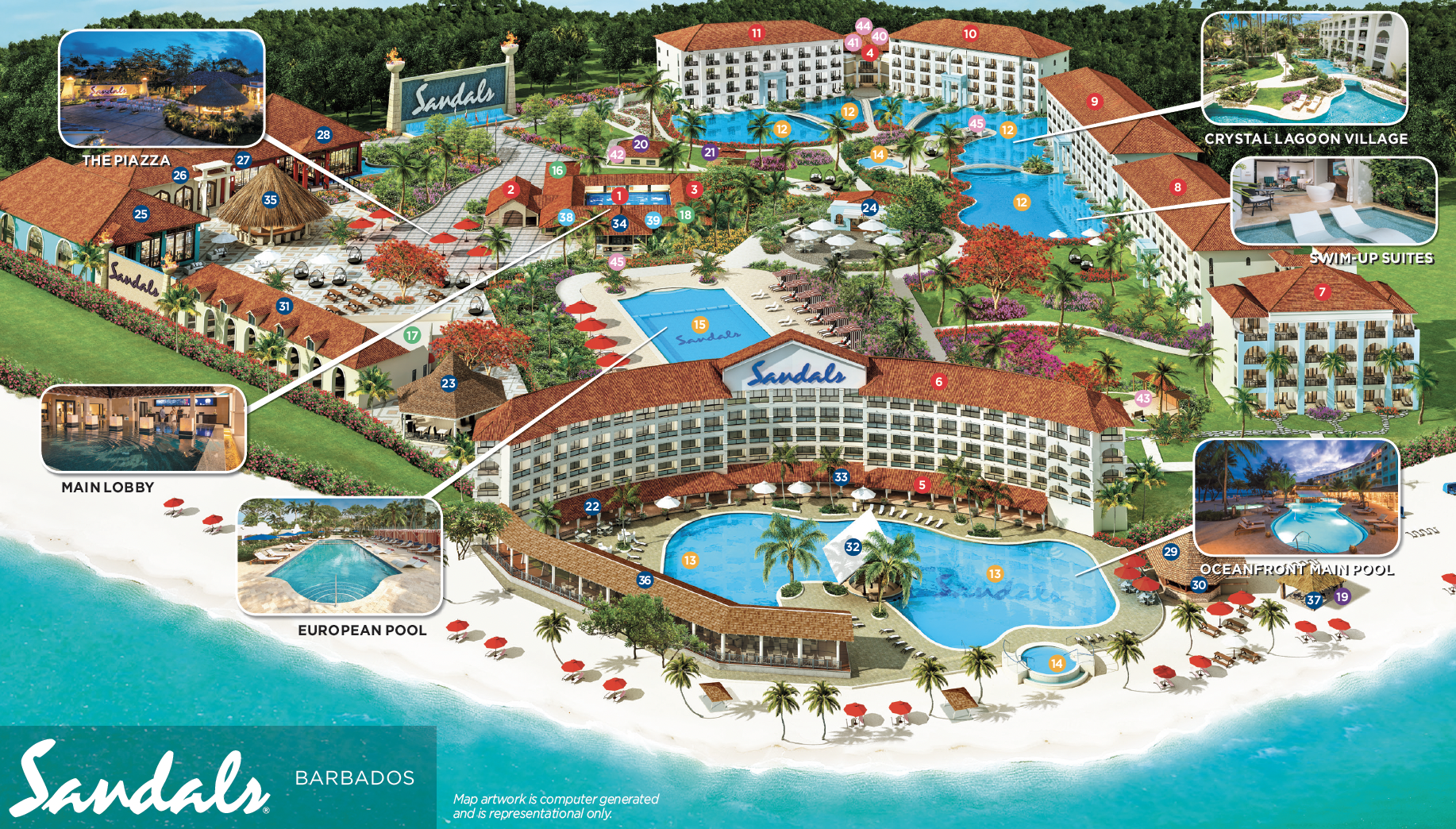 Barbado Sandals Resort Map