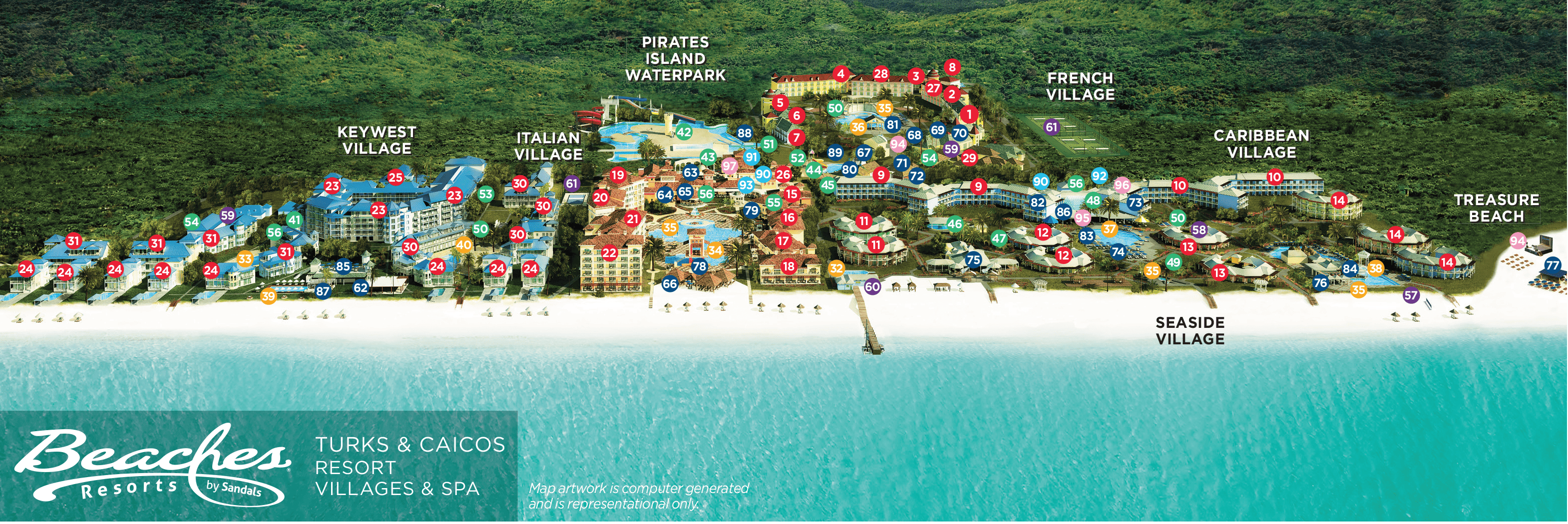 Beaches Resort Map, Turks and Caicos