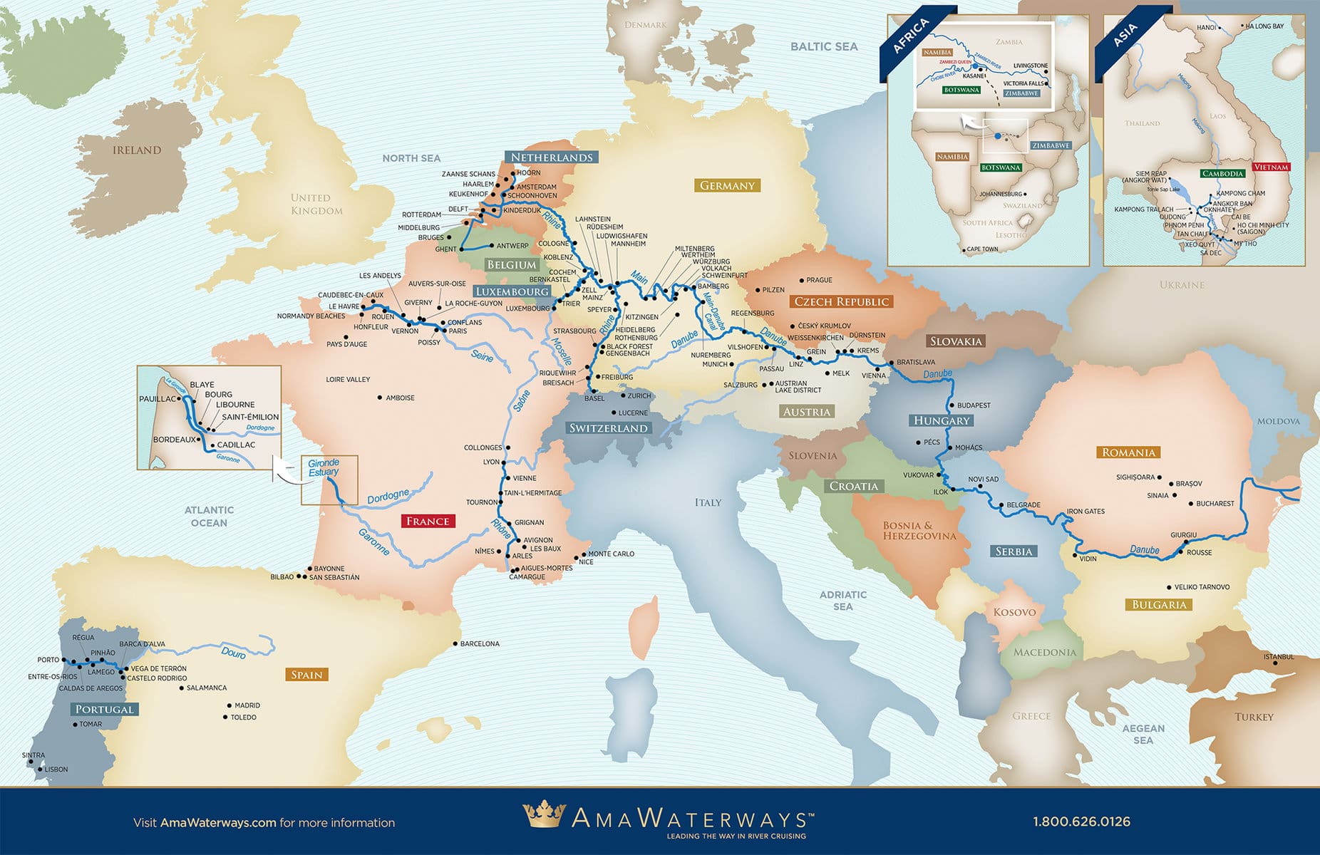 Amawaterways maps can help you decide on your rivercruise with your amawaterways travel agents help