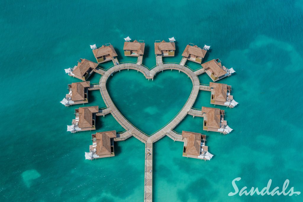 jamaica over water bungalows at Sandals Resort South Coast