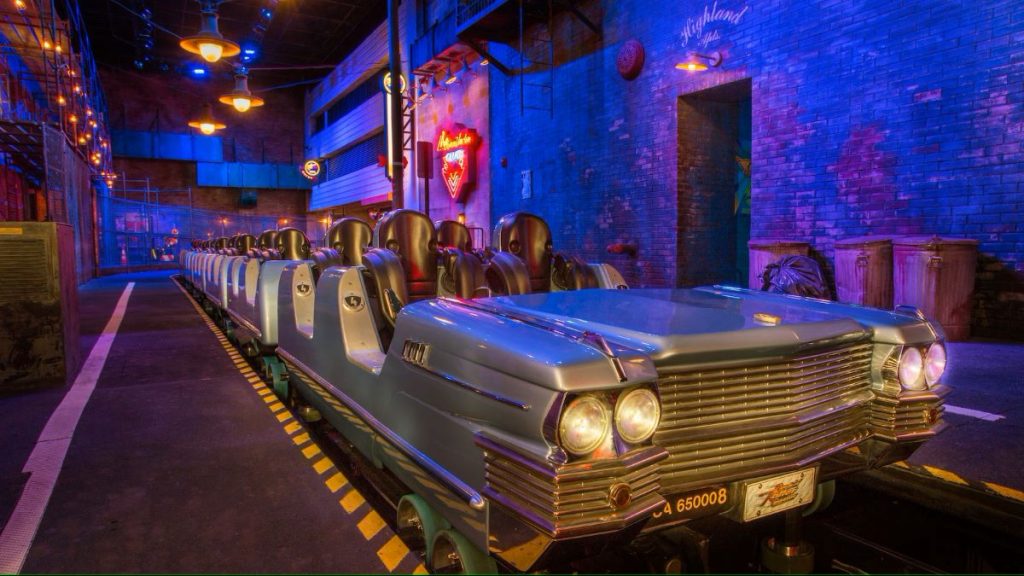 ride vehicle for the former Rock N Roller Coaster version with Aerosmith