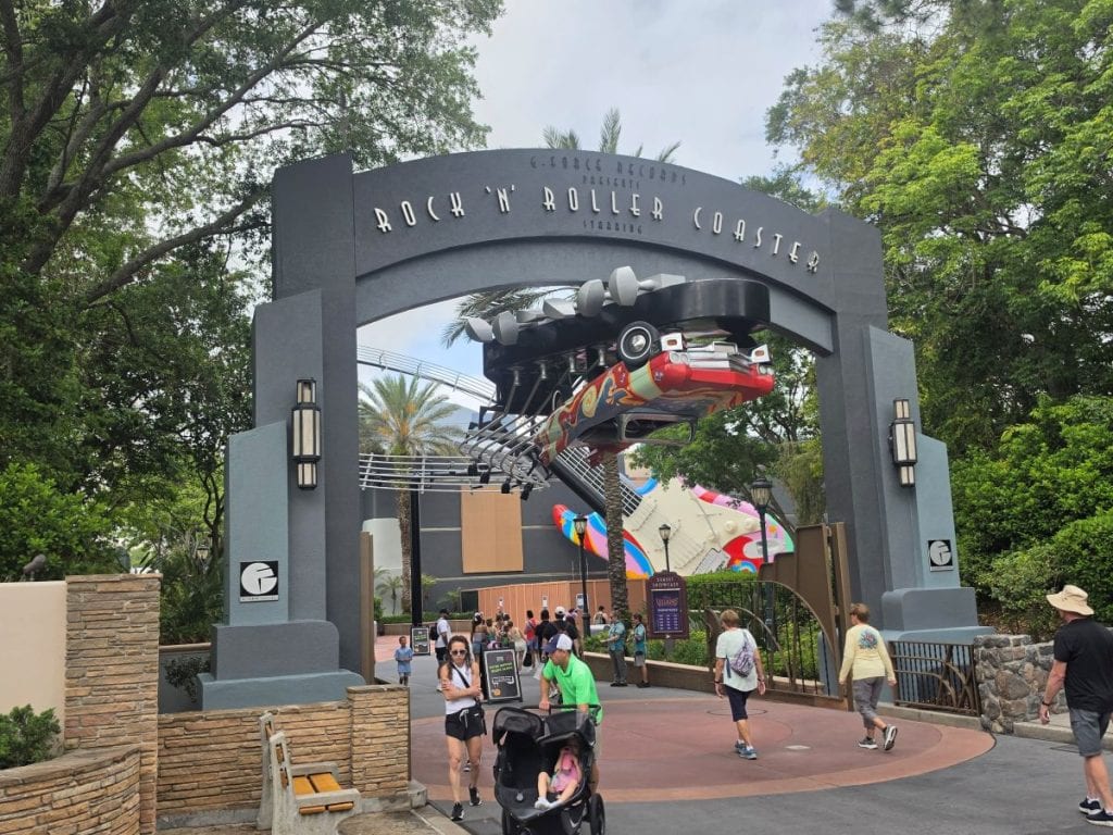 Rock N Roller Coaster Muppets Entranceway with signature upside-down limo