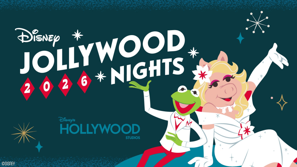 Disney Jollywood Nights 2026 promotional images showing Kermit and Miss Piggy